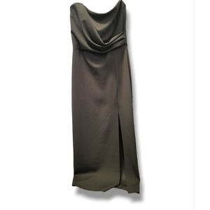 Black strapless cocktail dress. Medium. Side slit. Back zip. Wedding season.